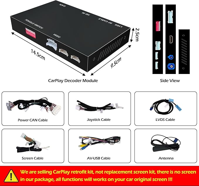 Compatible with Lexus Wireless CarPlay + Android Auto + Mirrorlink Retrofit Kit, Support NX UX LC RC 2014-2019, ES 2015-2019, GS LS RX LX 2016-2019 with Joystick/Small Touchpad