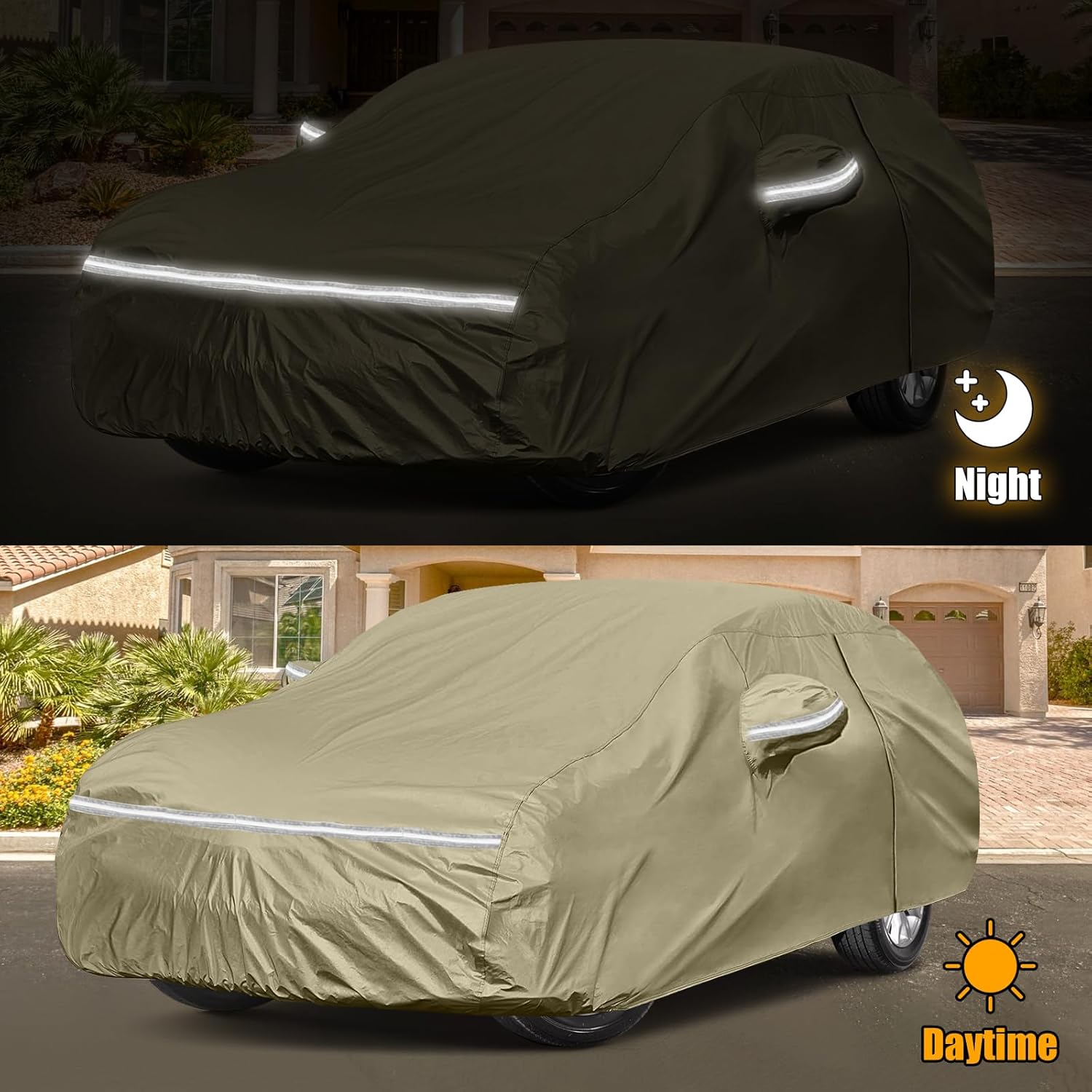 Waterproof Car Covers Replace for 2002-2025 Honda CRV, Multilayer Heavy Duty with Cotton Liner All Weather Car Cover with Zipper Door, Windproof Bands for Snow Rain Dust Protection