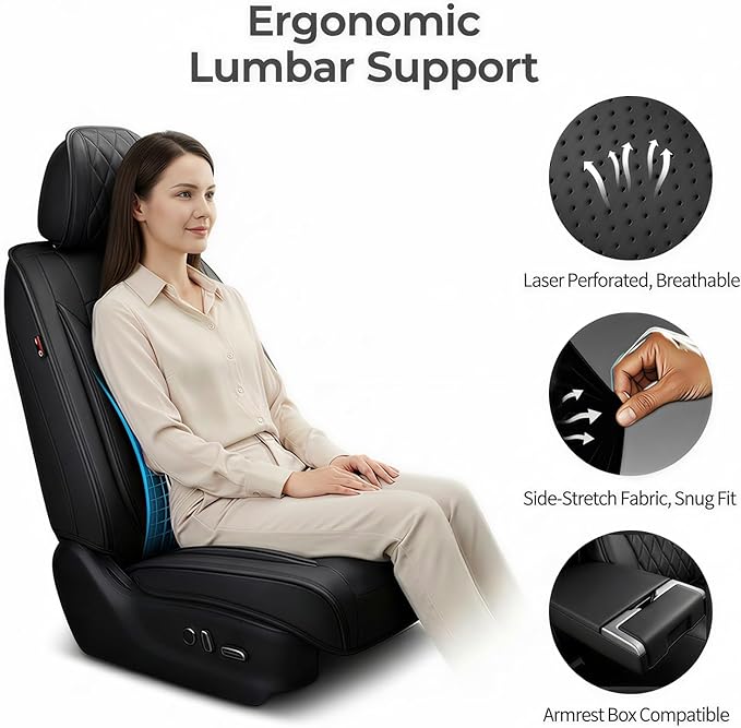 Fit for Sonata Car Seat Covers Compatible with Hyundai Sonata 2004-2026-Waterproof Breathable Leather Automotive Seat Cushions Protector, Airbag Compatible, Full Set 5 Seats(Redline)