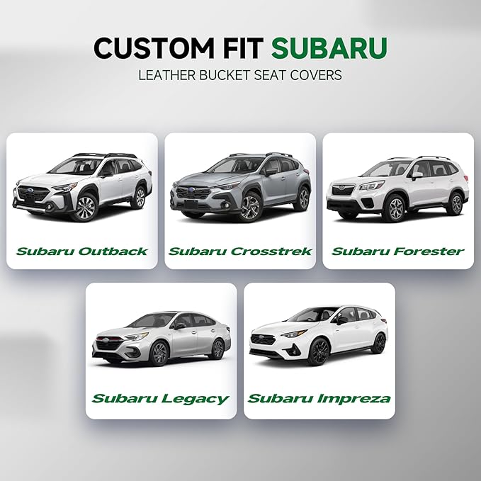 GIANT PANDA 2PCS Front Car Seat Cover for Subaru Outback Forester Crosstrek Legacy Impreza, Faux Leather Bucket Seat Covers (Beige)