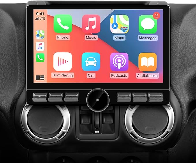 10.6 inch Car Radio Stereo Upgrade 【4+64GB】 for Jeep Wrangler JK 2007-2018 Dodge Ram 1500 2500 2009 2010 2011 2012 with CarPlay Android Auto