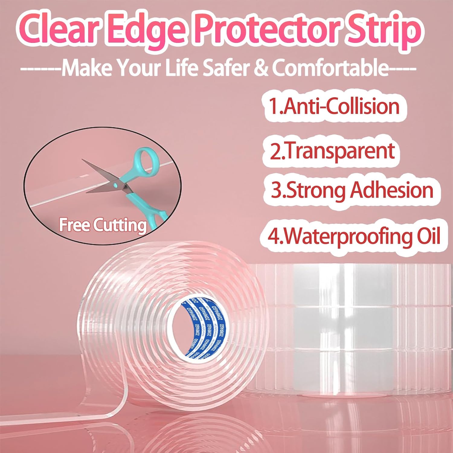 Clear Soft Corner Protectors for Furniture Strip,1.8in x13FT,Sharp Edge & Table Bumper,Window Edge,Wall Protector, Soft Corner Guards Safe for Proof,Table Corner Protectors in Family