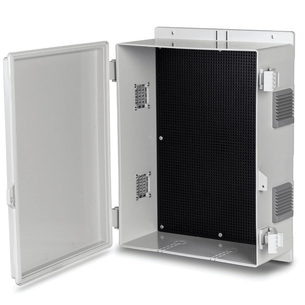 Outdoor Electrical Junction Box, ABS Water Resistant Enclosure with Internal Mounting Panel & Hinged Cover, 15.7" H* 11" L* 5.9" W