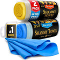Premium 2pk +1 Free Shammy Cloth for Car Drying - 26"x17" - Super Absorbent Chamois Towel - Scratch-Free, Reusable & Soft Wash Cloth - Car Drying Towels