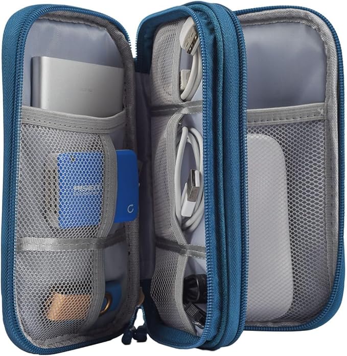 Electronic Organizer Travel Cable Accessories Bag, Waterproof Electronic Organizer Case, Accessories Organizer Bag for Power Bank, Charging Cords, Chargers, USB Cable, Earphones (Dark Green)