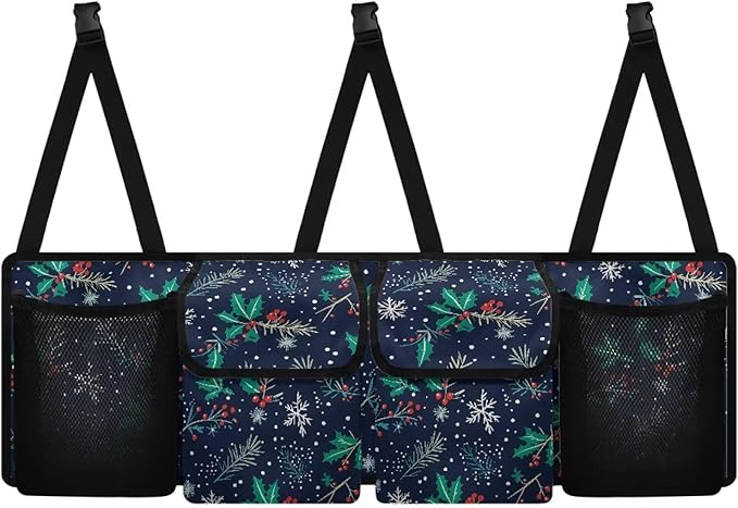 Snowflakes and Leaves Car Trunk Organizer, Hanging Capacity Storage Bag Car Back Seat Storage Bag Auto Interior Accessories for SUVs MPV Sedans Trucks Jeeps