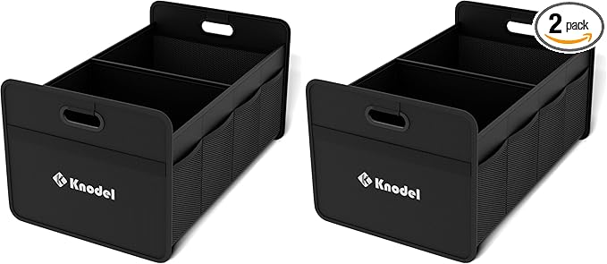 K KNODEL Car Trunk Organizer, Foldable Organizer for Car, Automotive Consoles & Organizers, Storage with Reinforced Handles (Small, Black) (Pack of 2)