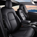 AOMSAZTO Car Seat Cover for Tesla Model Y 2020 2021 2022 2023 2024 2025 - Full Set Faux Leather Seat Covers (Black)