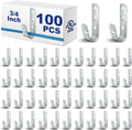 Gisafai 100 Pcs Cable Support J-Hook, 3/4 Inch Metal Garage Hooks for Hanging, Heavy Duty Network for Cable and Wire Management Wall Attaching J Utility, G60 Galvanized Steel, Silver