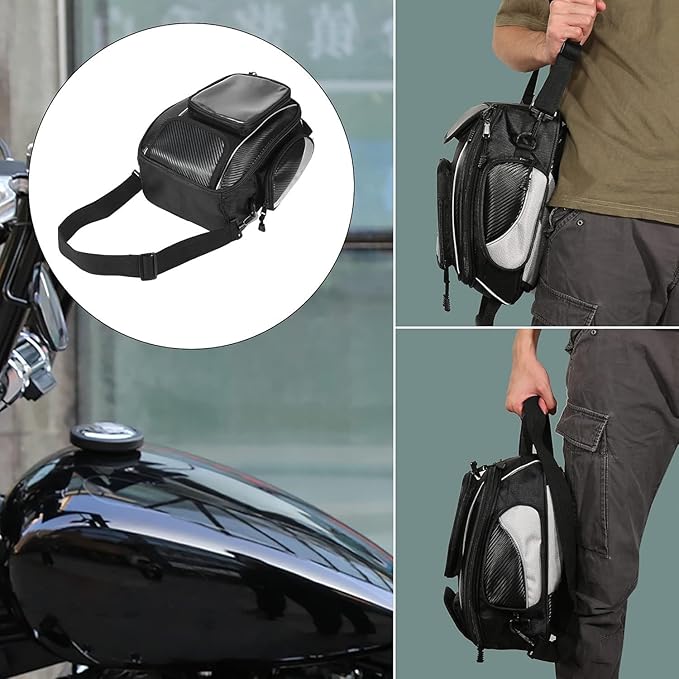Motorcycle Tank Bag for Suzuki GSXR 750, Strong Magnetic Waterproof Oxford Black Motorbike Quick Release Pannier Bag
