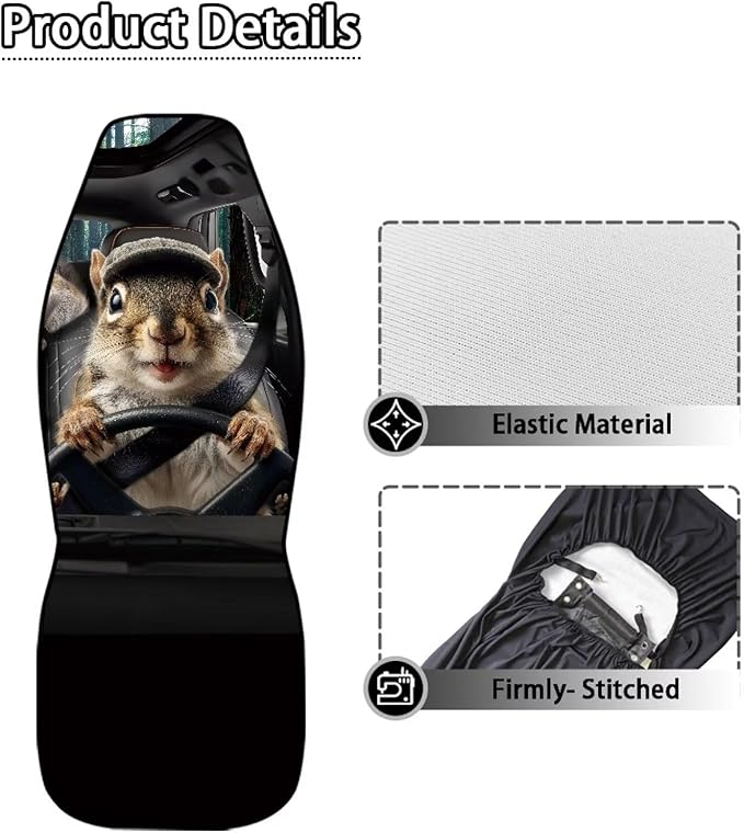 Funny Hamster Car Seat Cover Front Seats Only,Anti-Slip Driver Seat Cover Lightweight Vehicle Cushion Seat Cover Set for SUV Sedan Trucks Vans