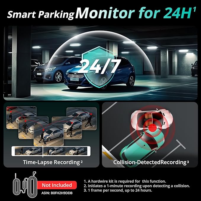 BOTSLAB 4K Dash Cam Front, STARVIS 2 Sensor, Voice Control, 64GB Card Included, 5GHz WiFi, Built in GPS, WDR Night Vision, 170°Wide Angle, 24H Parking Mode (Back Camera Not Included)