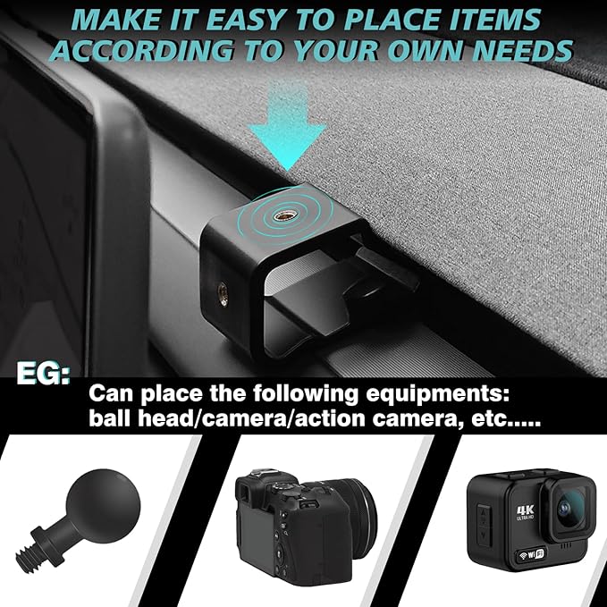 BestEvMod Dashboard Car 1/4 Screw Mount Phone Holder Tablet Mag Safe Compatible with Refreshed Tesla Model Y Juniper Model 3 Highland fits for All Phones & Android 360° (17mm Ball Joint Only)