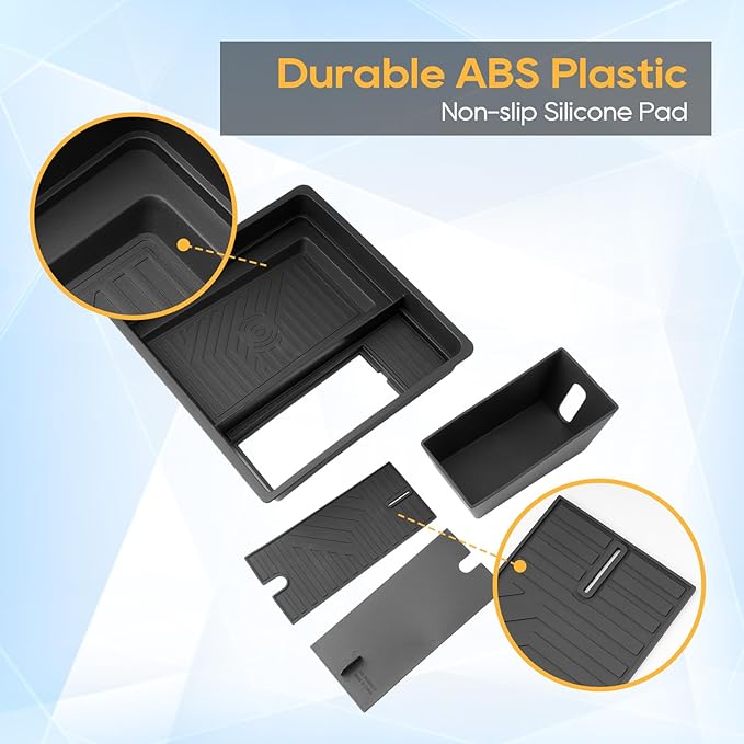 GMC Acadia Center Console Organizer 2024-2026 GMC Acadia (Elevation/AT4)-ABS Materials& TPE Wirless Mats Storage Box 2024-2026 GMC Acadia Accessories- ONLY FOR Console Without Cover- NOT FOR DENALI