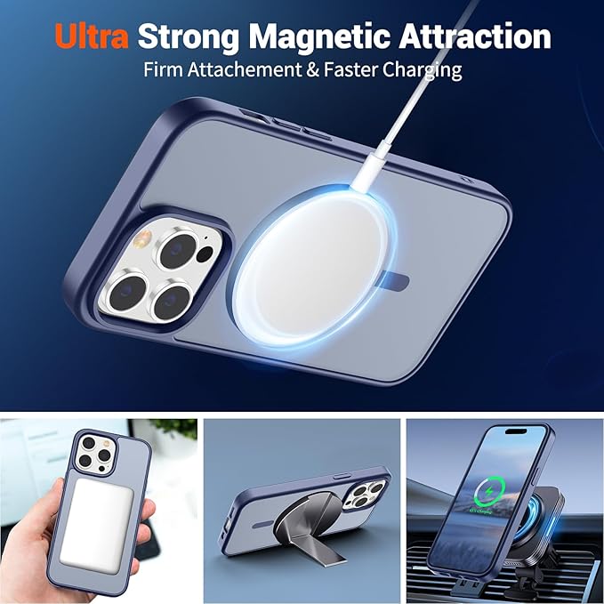 SUPFINE Magnetic for iPhone 14 Pro Case (Compatible with MagSafe) (Military Grade Drop Protection) Slim Translucent Matte Shockproof with Anti-Fingerprint Phone Case,Lavender Gray