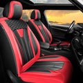 Fit Leaf Car Seat Covers Compatible with Nissan Leaf 2012-2025 2026 - Full Set Premium Leather， Waterproof Breathable， All-Weather Seat Cushion Protecto&Airbag Compatible （Red & Black