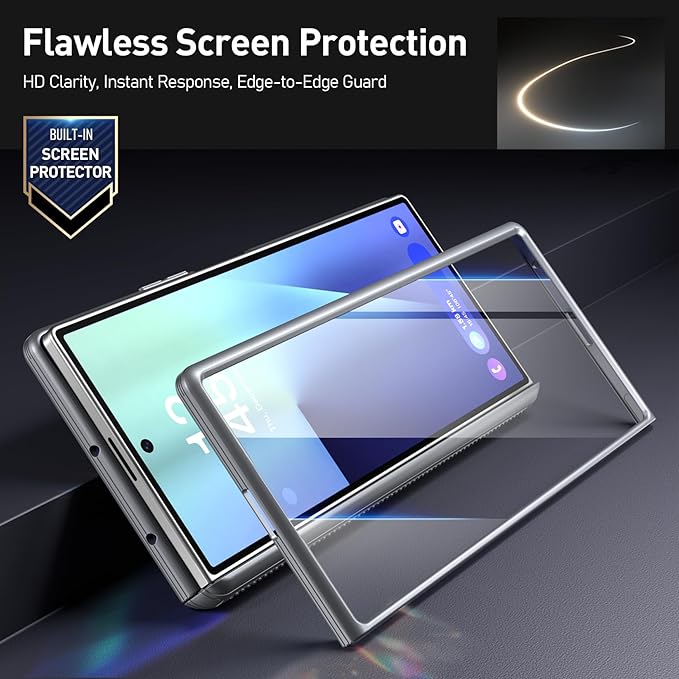 Poetic Revolution Flex Case for Galaxy Z Fold 7, [Foldable Kickstand][Hinge Protection][MagSafe Compatible], Full Body Galaxy Z Fold 7 Slim Cover with Built-in-Screen Protector, Silver Grey
