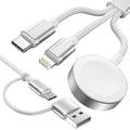 Travel Essentials,3 in 2 USB C Cable for Apple Watch Charger,iPhone Charger,Multi Charging Cable,Cruise Vacation Camping Essentials,Portable for iWatch Series 11-2/Ultra/SE & iPhone 17-12,Car,White