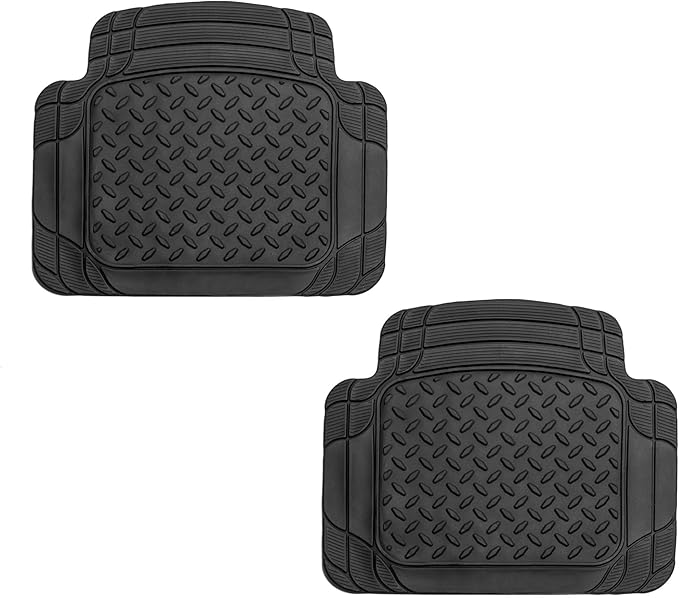 FH Group Automotive Floor Mats - Heavy-Duty Footprint Design Rubber Floor Mats for Cars, Universal Fit Full Set, Climaproof Floor Mats, Trimmable Floor Mats for Most Sedan, SUV, Truck Floor Mats Blue