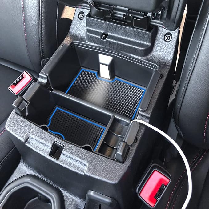 TACOBRO Center Console Organizer Compatible with Jeep Wrangler JL & JLU 2018 2019-2024 2025 2026 Accessories, Gladiator JT Truck 2020 2021 2022 2023-2026 Insert Tray Armrest Storage Box, Blue