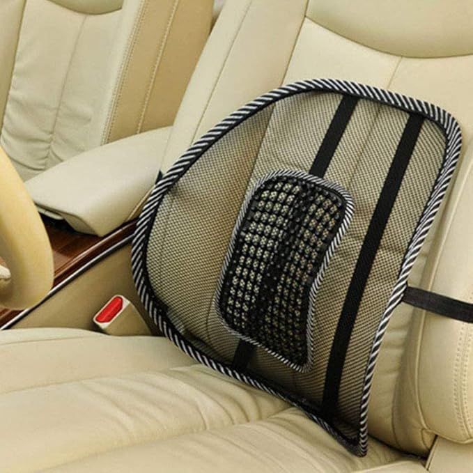 Tbest Car Ice Silk Hole Mesh Lumbar Cushion Breathable Auto Seat Waist Support Massage Pad for Office and Seats Black 40x40cm (Black)