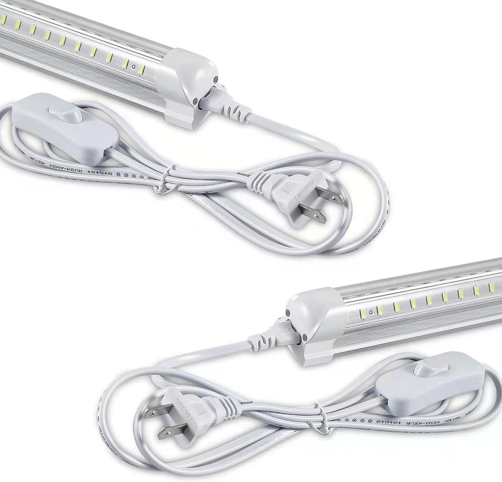 2FT LED Shop Light, 25W 3500LM 6000K/White Super Bright, T8 Integrated LED Tube Light Fixture,Plug and Play, Linkable LED Shop Lights for Room, Garage, Workbench, Under Cabinet (2 Pack)