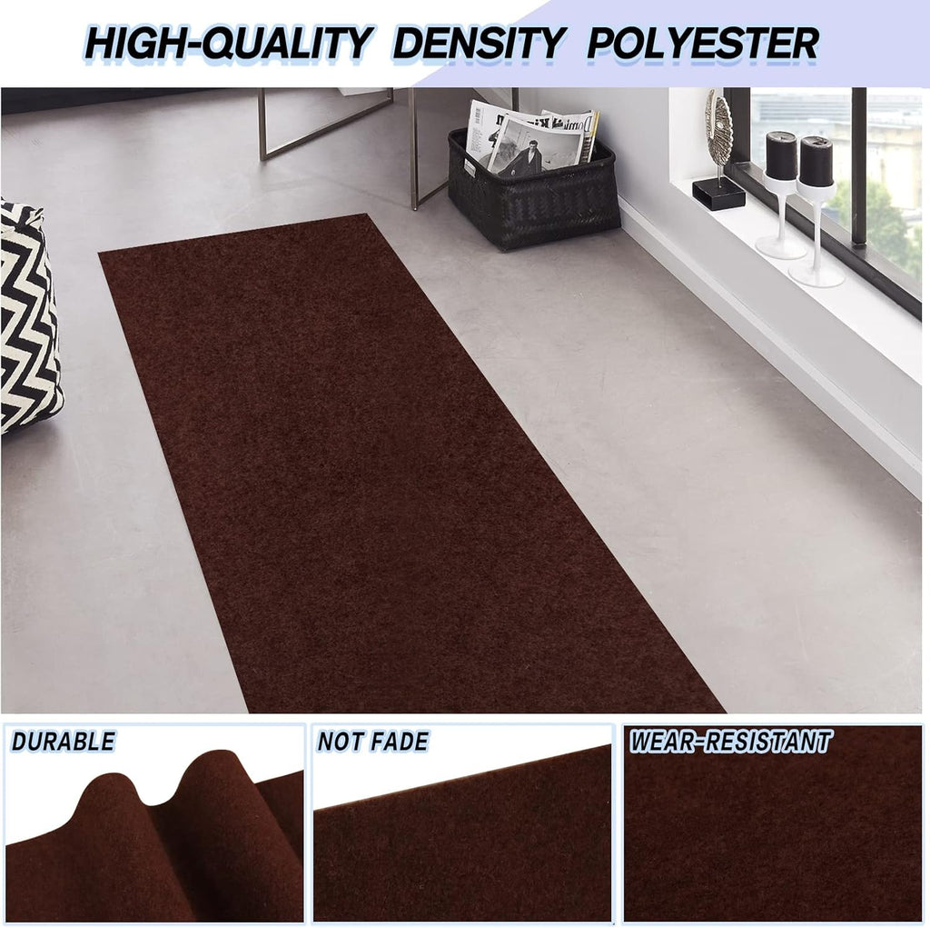Custom Size Backed Non-Slip Area Rugs Runner, Easy Clean, Waterproof Runner Rugs for Hallway Entryway, Kitchen, Laundry, 3FT x 45FT, Brown