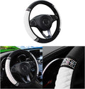 Bling Car Steering Wheel Cover, 15 Inch Rhinestones Soft Leather Elastic Steering Wheel Protector, Sparkly Crystal Diamond for Women Girls, Car Interior Accessories for Most Cars (White)