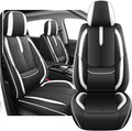 Fit for 98% of Mercedes Benz Car Seat Covers, Premium Nappa Leather Seat Cover, Fully Wrapped Protect Modern Style Seat Cover (2-Seat Standard, Black & White)