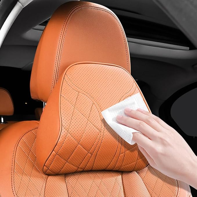 for Chevy Silverado 2007 2008 2009 2010 2011 2012 2013 Leather Car Seat Headrest Lumbar Cushion, Lumbar Support Pillow for Car,for Driving Traveling Relieving Neck Fatigue,1-D Red