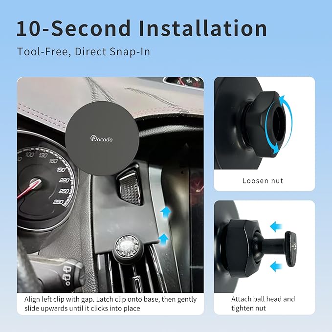 Car Phone Mount for Ford Focus MK3/MK3.5 (2012–2018) RS/SE/ST,Vehicle-Specific Dashboard Magnetic Phone Holder with Metal Ball Joint,360° Rotating Cell Phone Holder,Easy to Install Auto Accessories