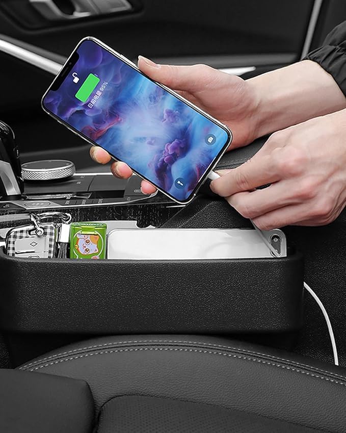 Car Seat Gap Filler Organizer, Seat Side Gap Plug with Storage Avoids Things Falling, Universal Fit Fill the Gap Between Seat and Console, Perfect for Car, SUV, Truck (Beige-1 Pack)