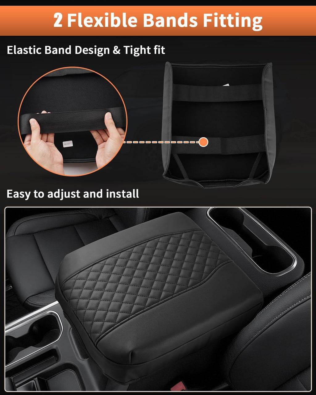 Shademax Center Console Cover for Chevy Silverado/GMC Sierra 1500 2019-2025 2026,Tahoe & Suburban & Yukon 2021-2025 Bucket Seat, Armrest Cover for Silverado Accessories Leather Cushion Pad Protector