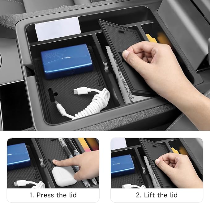 YOJOJOCO 3PCS Center Console Organizer Compatible with Honda 2023-2025 2026 Pilot ＆ 2024-2026 Ridgeline ＆ 2024-2026 Passport Accessories Center Console Dividers Organizer Hidden Storage Boxv