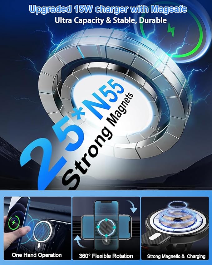 PZK Car Phone Mount for L-EXUS RX 350/ RX 450h 2010 2011 2012 2013 2014 2015 Accessories Custom Air Vent Car Phone Holder Magnetic 15W Fast Wireless Charger 360° Rotation Automobile Cradles