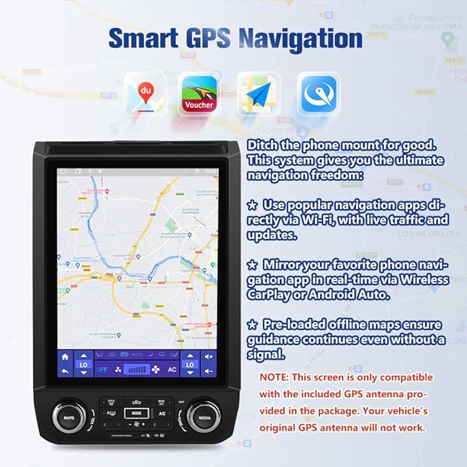 Car Radio Stereo Upgrade for Ford F150 2015-2021, Android 13 8 Core [4GB+64GB] Head Unit with T Style 12.1 Inch Touch Screen/Wireless CarPlay & Android Auto/Mirroring/WiFi/Bluetooth/FM/DSP/SWC