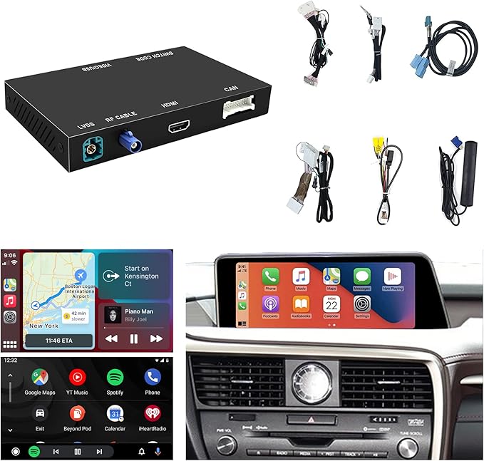 Compatible with Lexus Wireless CarPlay + Android Auto + Mirrorlink Retrofit Kit, Support NX UX LC RC 2014-2019, ES 2015-2019, GS LS RX LX 2016-2019 with Joystick/Small Touchpad