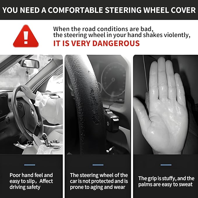 Elastic Car Steering Wheel Cover, Universal 15 inch Non-Slip Breathable Neoprene Steering Wheel Protector, Car Accessories for Women Men Fit Auto, Suvs, Truck Colorful Leopard Print