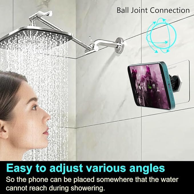 OCEANLOVE for MagSafe Wall Mount Magnetic Phone Holder, Self-Adhesive, 360 Rotatable, Waterproof, Compatible with iPhone 17/16/15/14/13/12,All Phones, Shower Mirror Car Glass Bathroom Kitchen(Black)