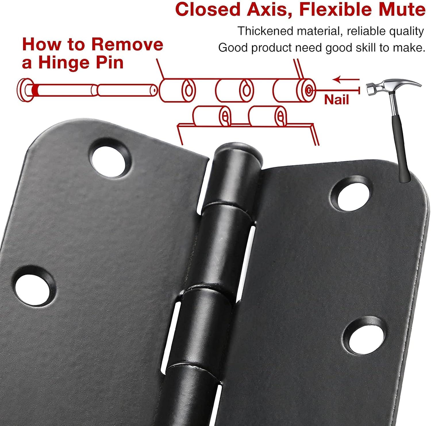 TDCHINGES 18 Pack Door Hinges 3.5 Inch Matte Black