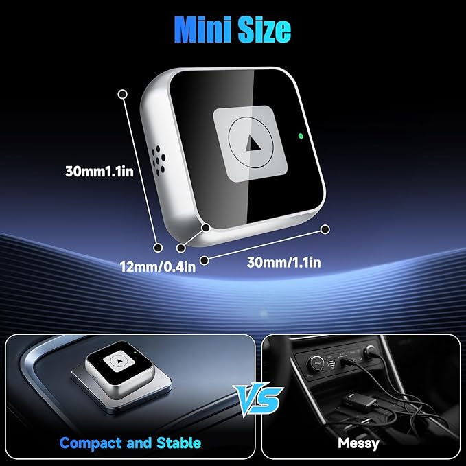 Wireless CarPlay Adapter, Wired to Wireless Car Adapter, Suitable for Apple iPhone & Android, Fast Auto-Connect, USB & Type-C, Supports 800+ Models with Built-in Wired Car Play/Android Auto