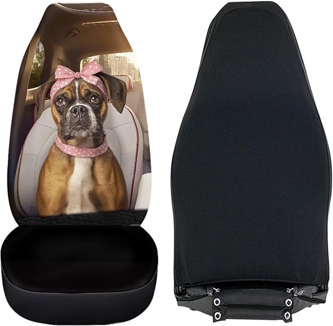 Boxer Dog Car Seat Cover Front Seats Only,Soft Bucket Seat Covers Decorative Saddle Blanket Cushion Cover Universal Fits Most Vehicles,Trucks,SUVs,Vans