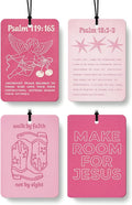 Hot Pink Western Christian Air Freshener 4 Pcs, Christian Angel Bible Verse Cowgirls Hanging Air Freshener for Cars Closet Drawer Books, Religious Car Accessories Mirror Decor for Women
