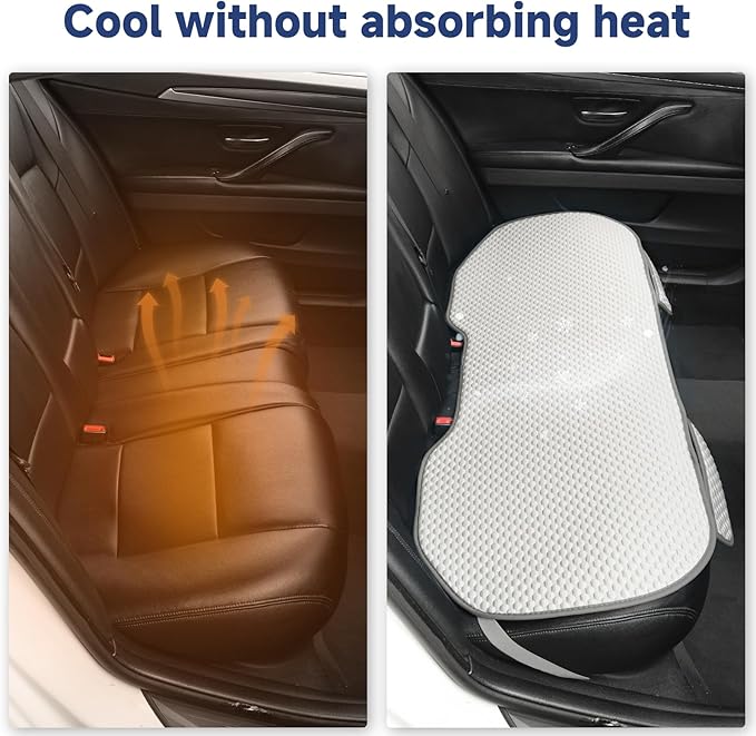 West Llama Car Seat Covers Full Set,Ice Silk Bottom Seat Covers for Cars Include 1 Pair Front Driver Seat Pad Mat and 1 Rear Bench Cover for SUVs,Cars,Sedans(3PC-White)