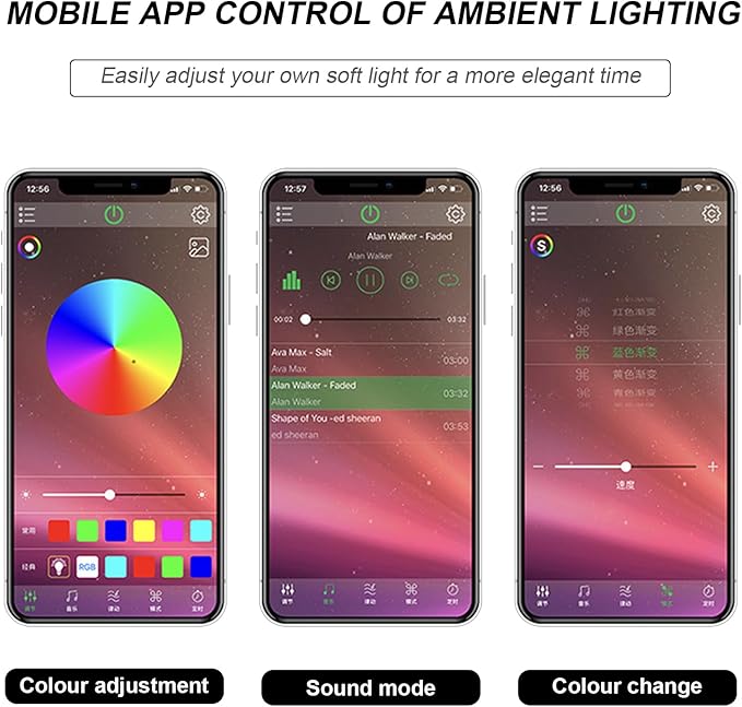 Interior Car LED Strip Lights with APP Control, RGB Ambient Lighting Kit with 118 inches Fiber Optic, 16 Million Colors Neon Strip USB Music Sync Atmosphere LED for Vehicles