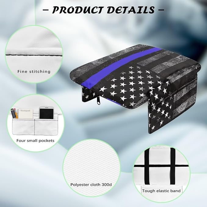 Tupalatus Police Flag Car Console Cover Washable Car Center Console Replacement Accessories Interior Protection Breathable Easy Installation Universal Fit for Car SUV Trucks