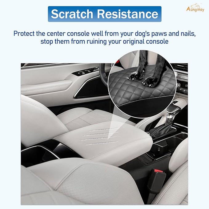 Aunginsy Car Leather Center Console Protector Cover Compatible with Kia Telluride 2020-2026 Center Console Armrest Seat Box Cover Cushion Lid Protector Pad Waterproof Anti-Scratch Interior Accessories