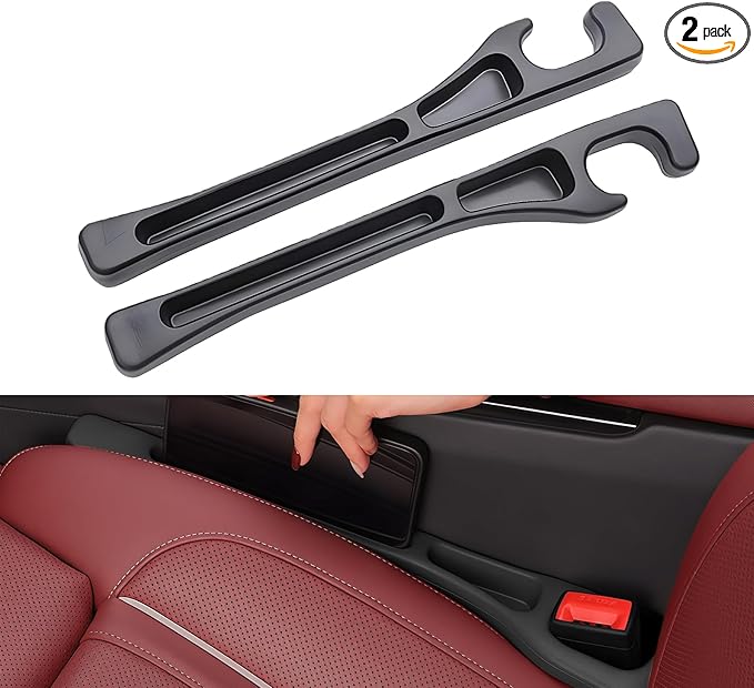 Car Seat Gap Filler Organizer 2 PCS Black Universal Seat Gap Plug Blocker Anti-Drop Console Catcher Phone Keys Storage for Car Truck SUV Auto Accessories Style2