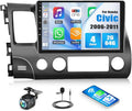 4 Core+64G Car Stereo Radio for Honda Civic 2006-2011 with Wireless Carplay Android Auto,10.1" Android 15 Touchscreen Car Radio with WiFi GPS Mirror Link Bluetooth EQ FM RDS SWC + Backup Camera