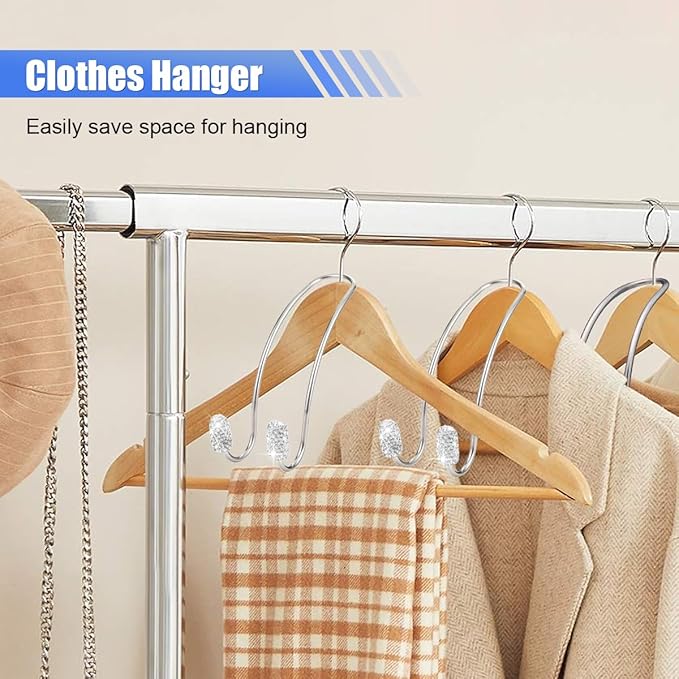 2PCS Car Headrest Hook Hangers, Bling Stainless Steel Car Backseat Holder, Strong Car Headrest Storage Hooks, Universal Car Organizers Accessories for Coats Umbrellas Grocery Handbags (White)